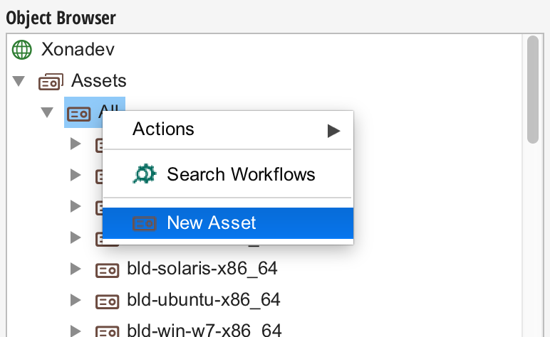 Asset Context Menu